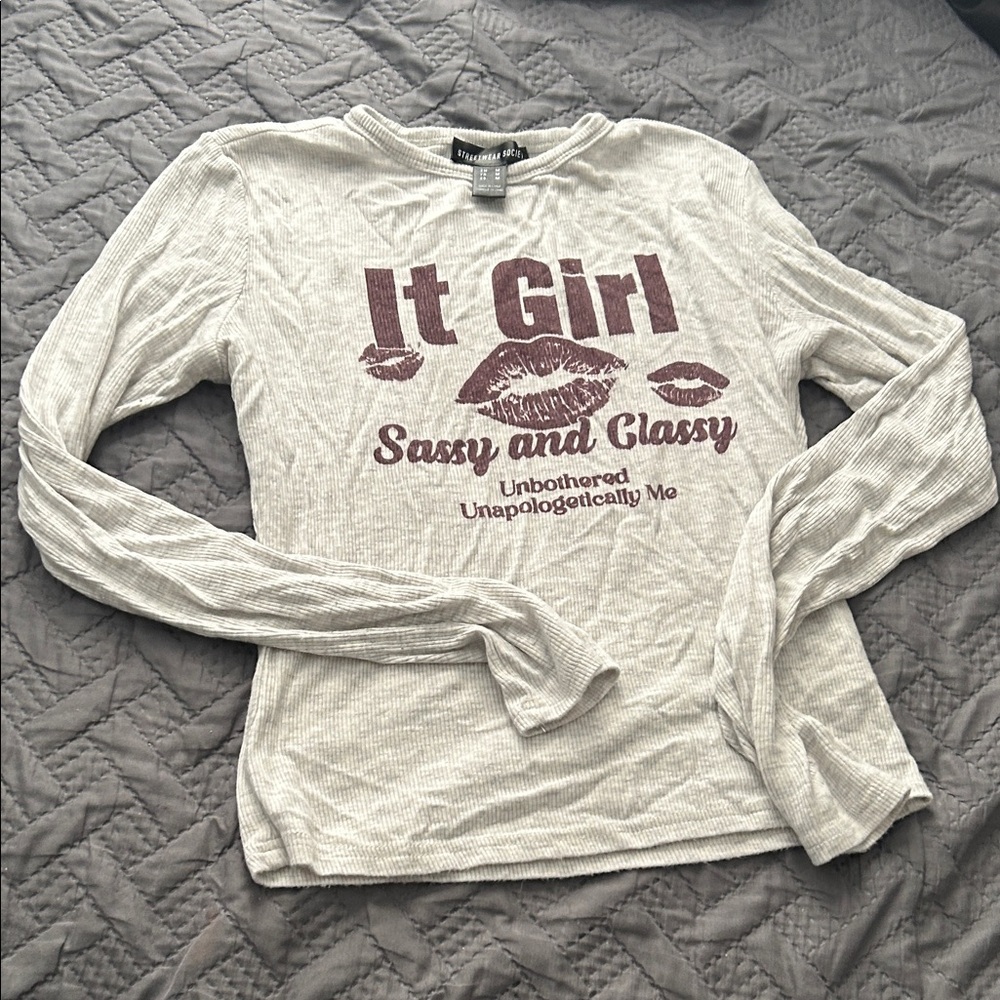Streetwear Society Gray Ribbed Top